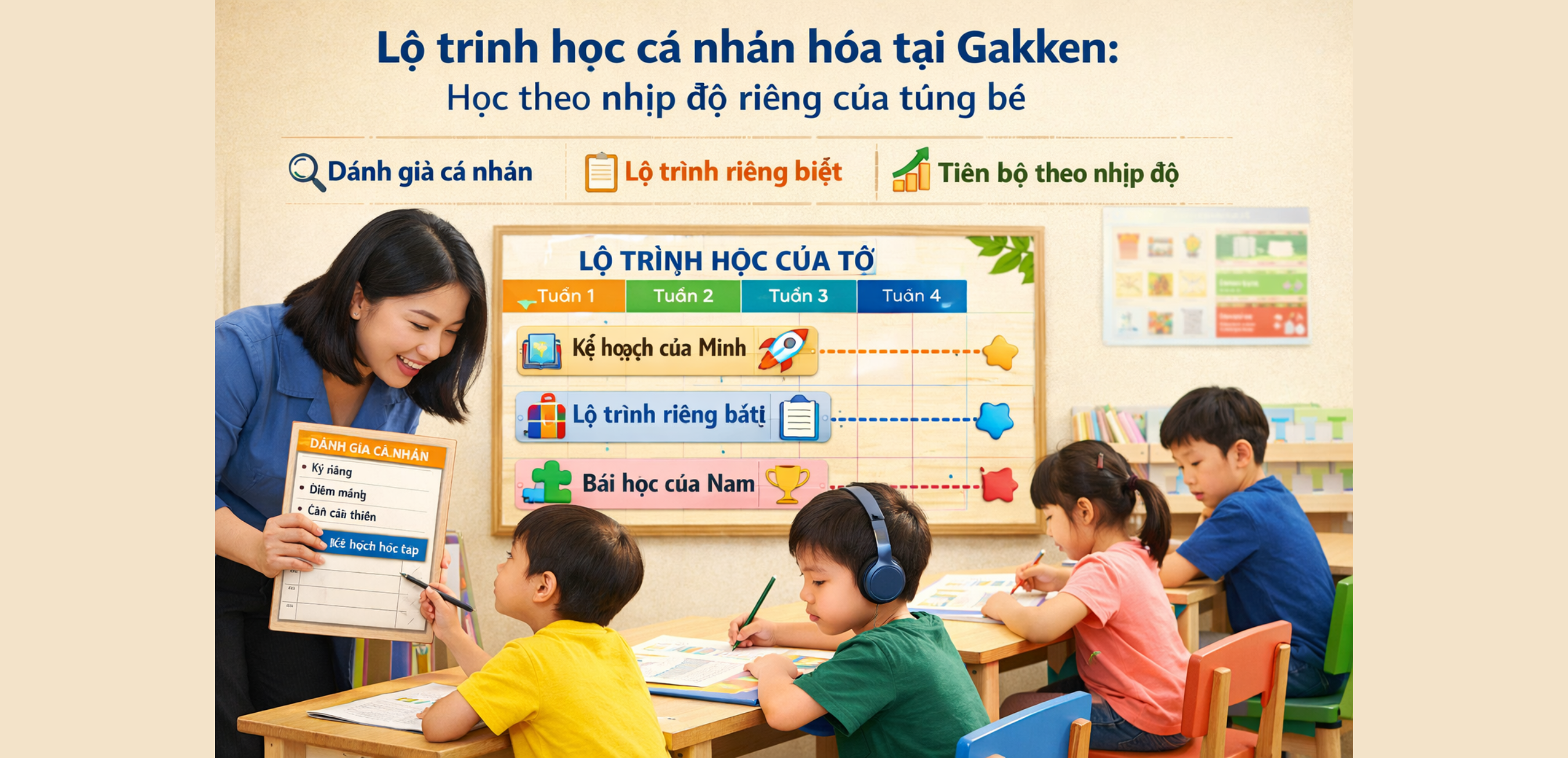 Một trong những ưu điểm lớn của giải pháp giáo dục sớm tại Gakken là lộ trình học cá nhân hóa