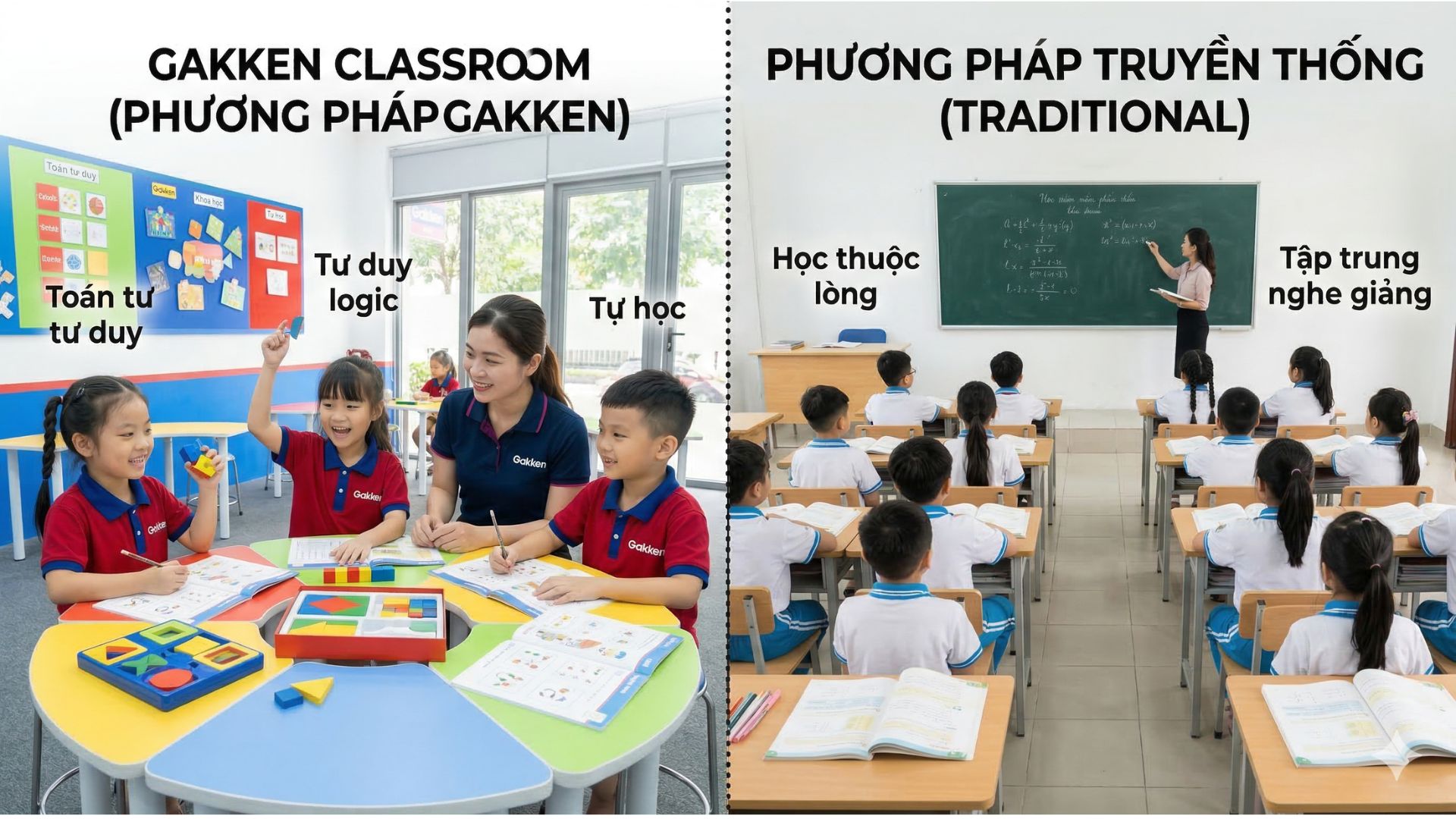 So sánh Gakken với phương pháp truyền thống 