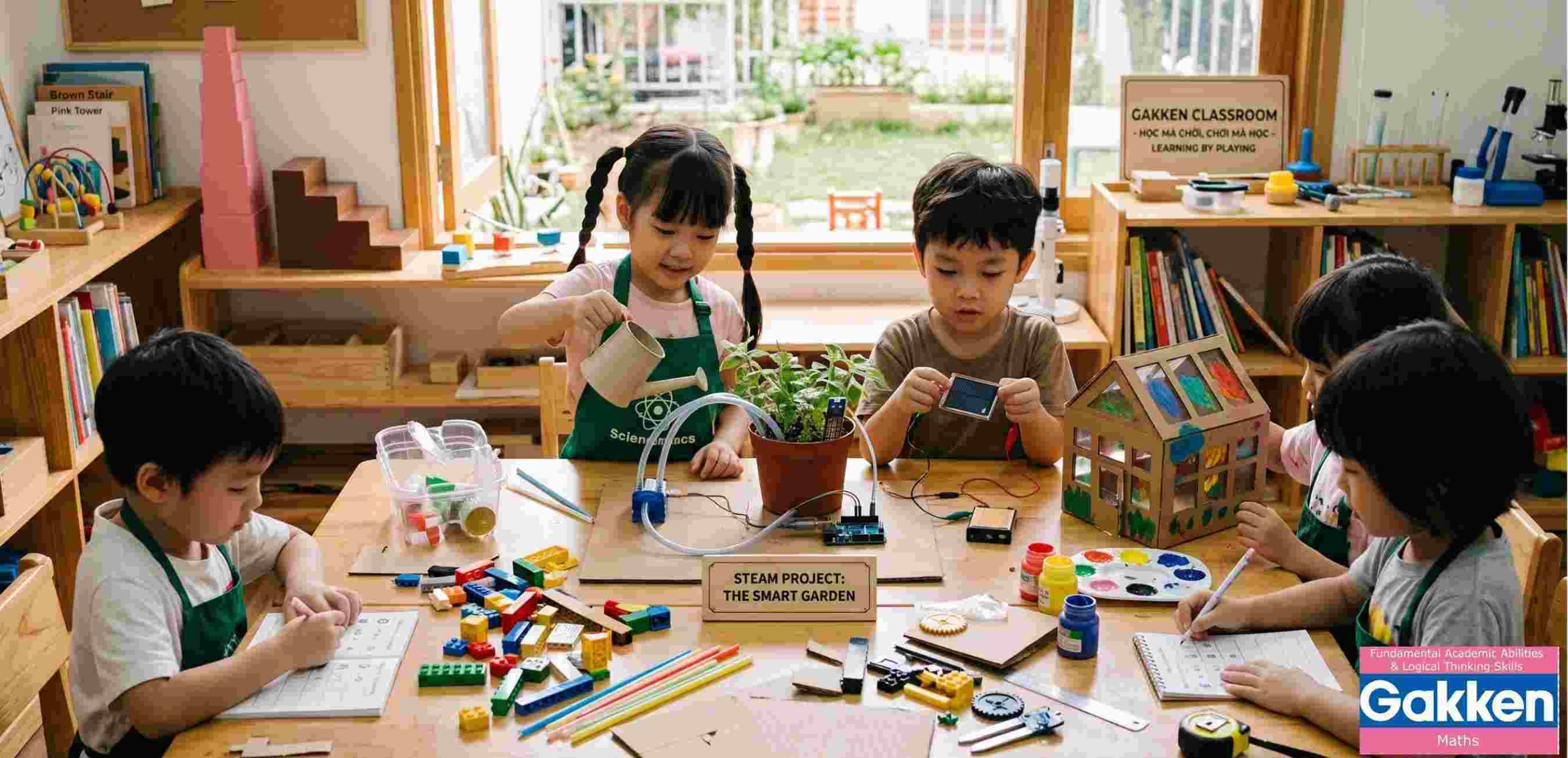 Phương pháp giáo dục trẻ 3-5 tuổi-Phương pháp giáo dục giúp trẻ phát triển tư duy sáng tạo thông qua dự án STEAM, trồng cây, lắp ráp mô hình và học tập trải nghiệm trong lớp học