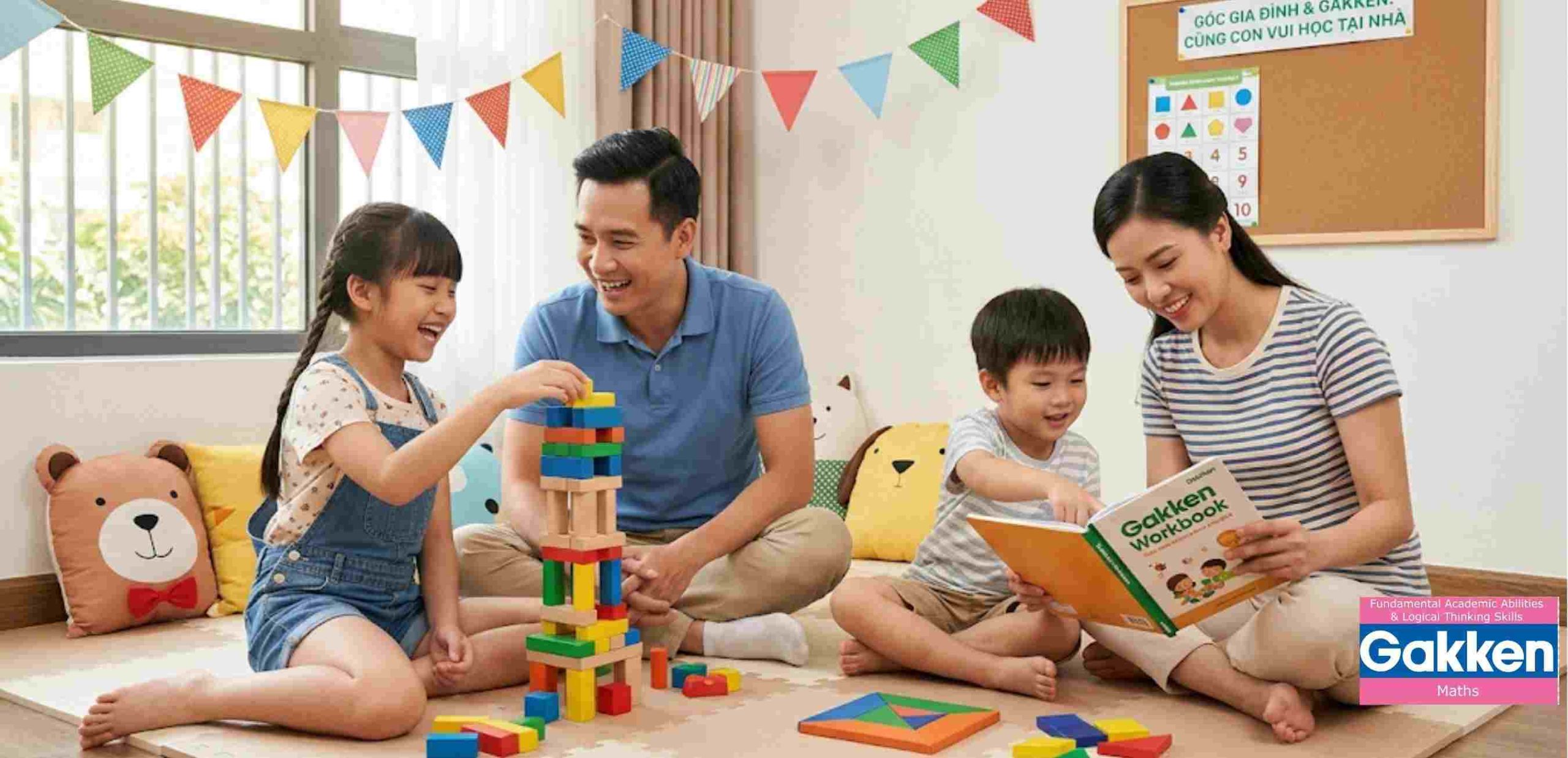 Dạy con kiểu Nhật với phương pháp Gakken, giúp cả gia đình cùng tham gia các hoạt động giáo dục tại nhà thông qua lắp ghép khối, sách học và trò chơi phát triển tư duy cho trẻ.